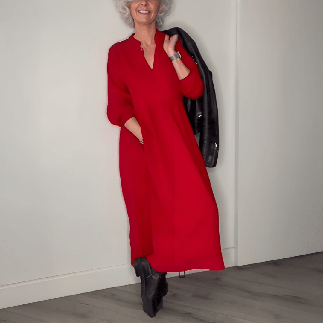 Amanda - Vestido Longo Slimming com Decote em V