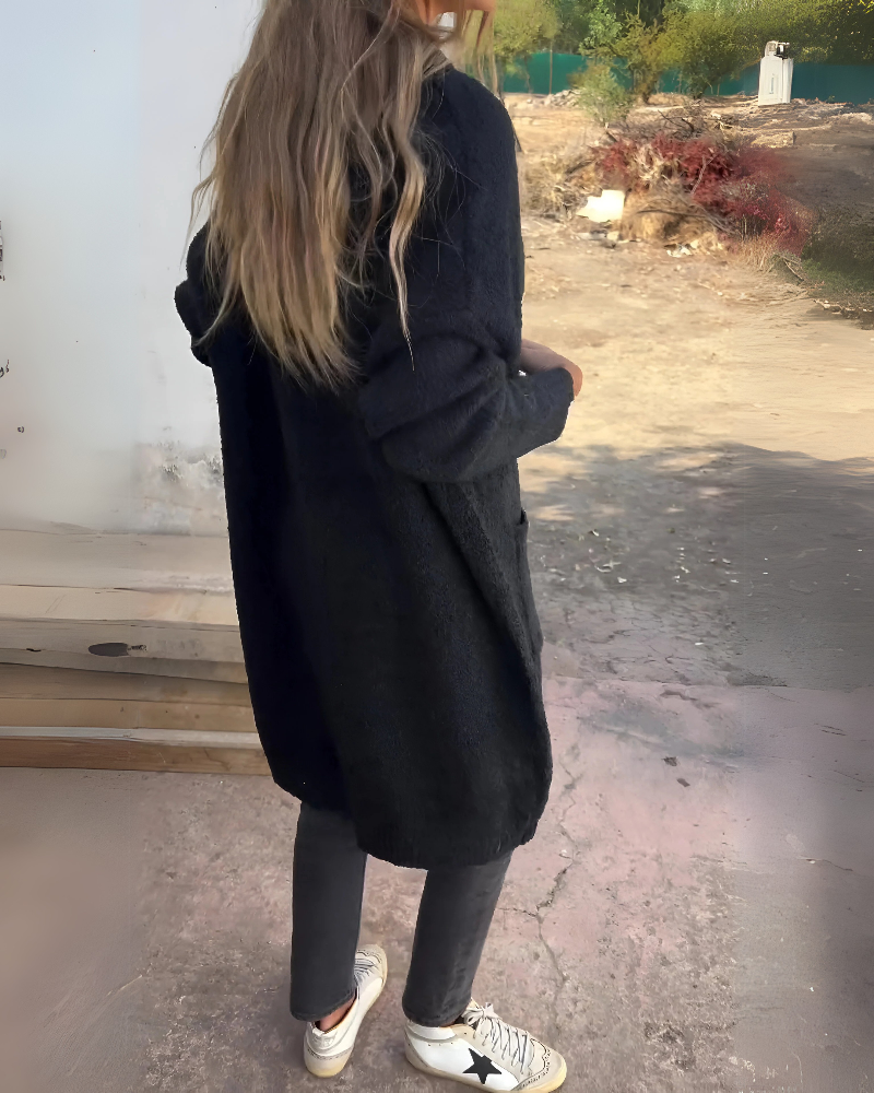 BELIA - CARDIGAN DESCOTADO EM MALHA COM BOLSOS