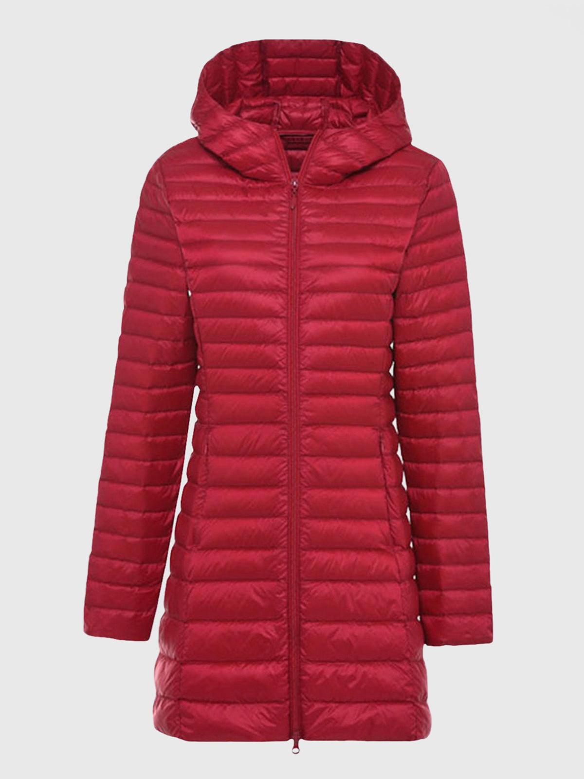 Jaqueta Puffer Leve com Capuz Longo