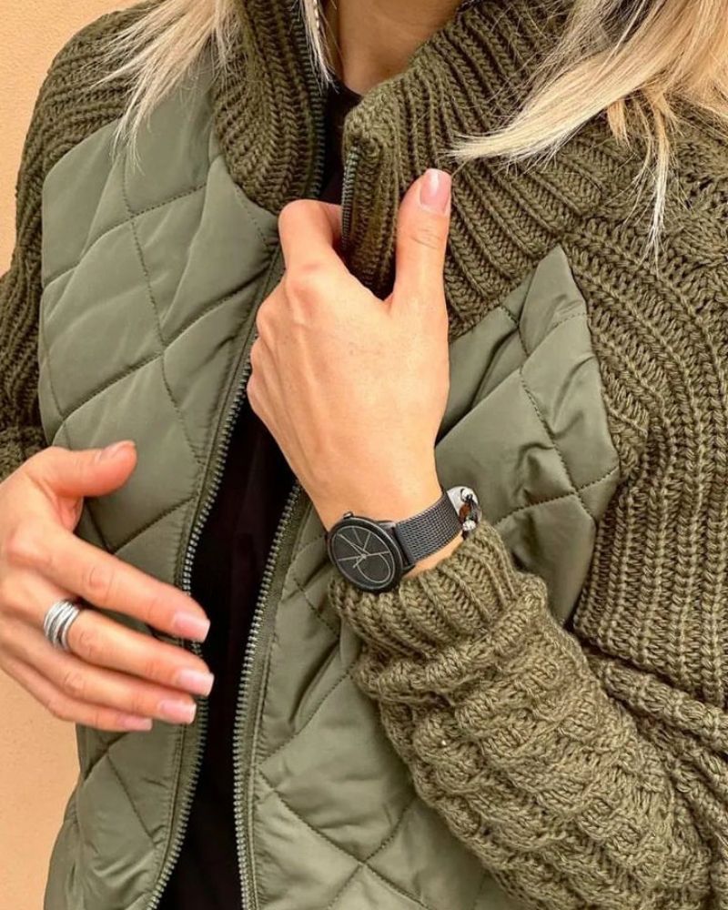 BOILAR - Jaqueta de tricô casual com zíper