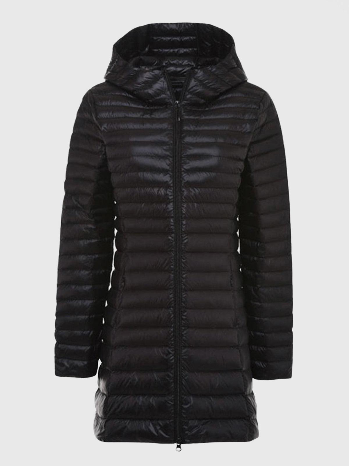 Jaqueta Puffer Leve com Capuz Longo
