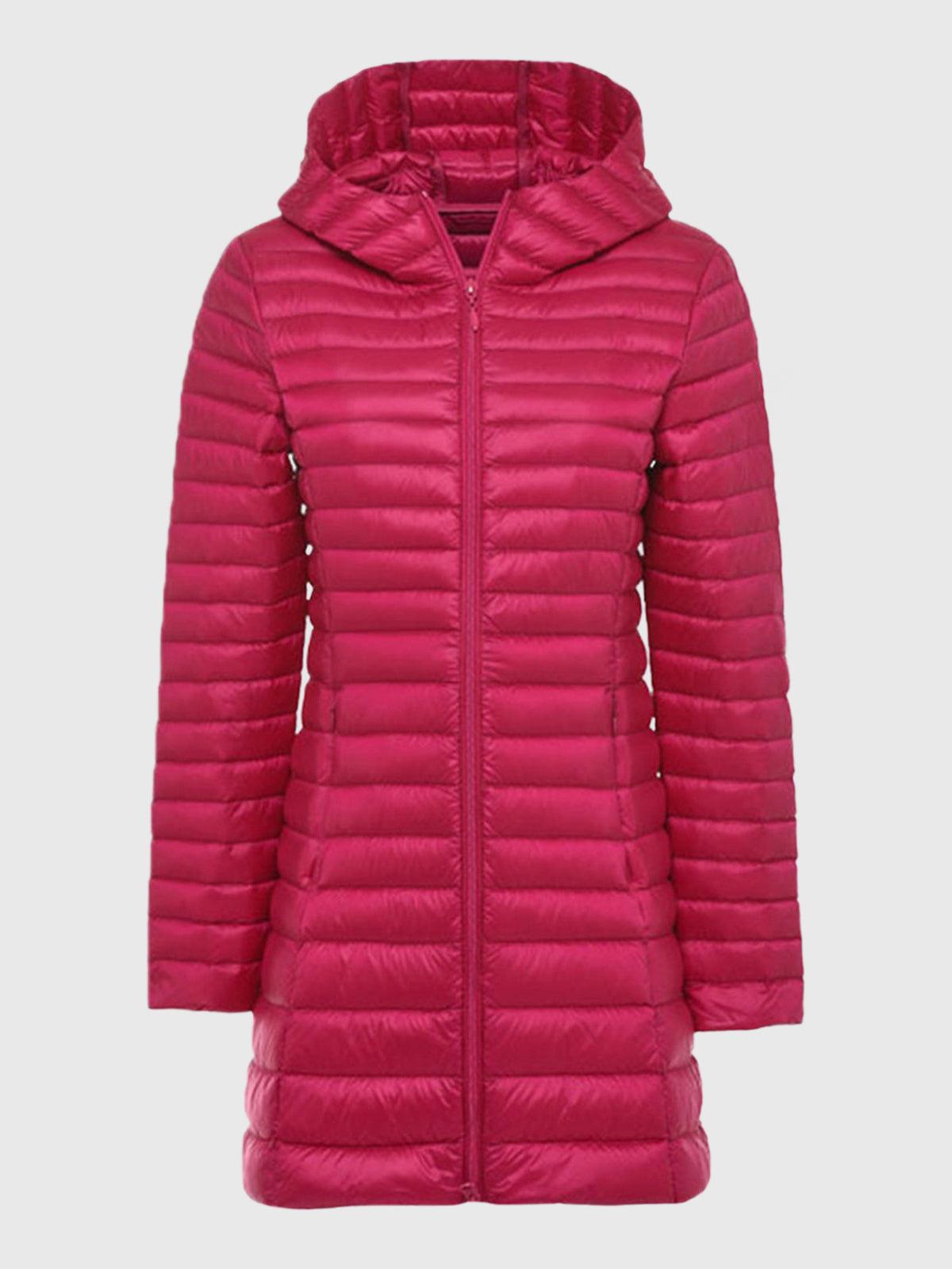 Jaqueta Puffer Leve com Capuz Longo