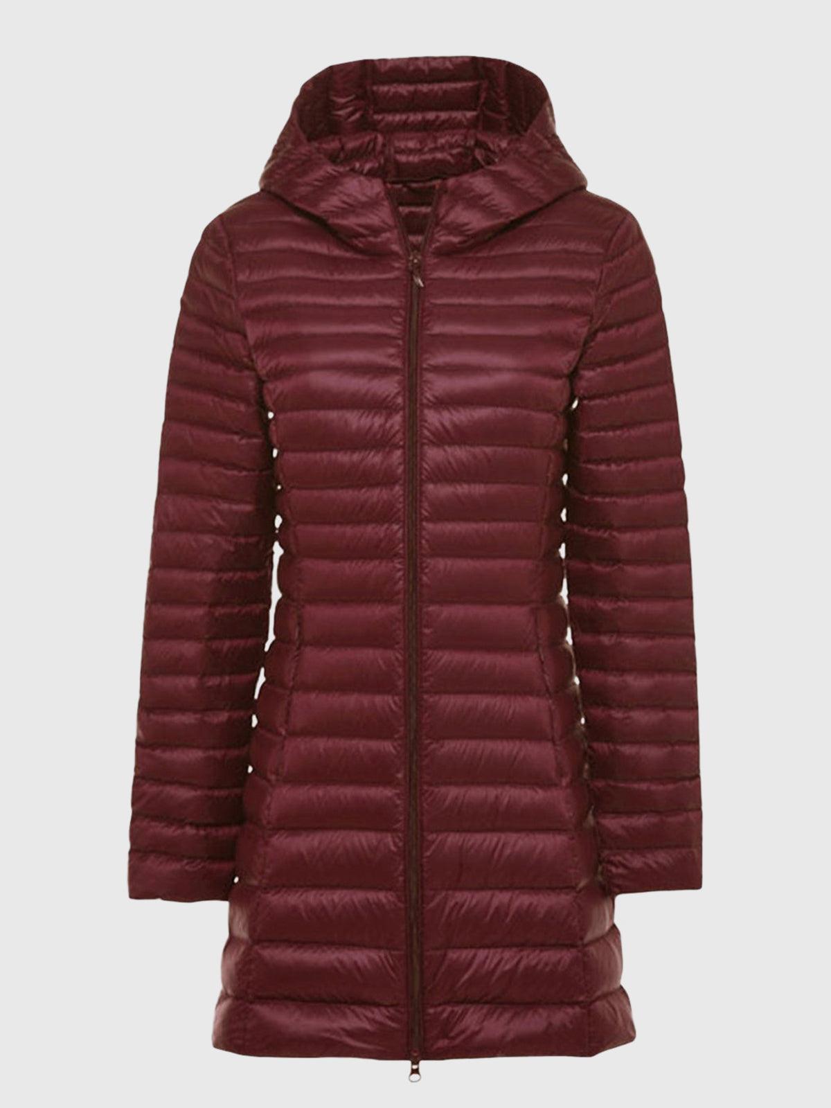 Jaqueta Puffer Leve com Capuz Longo