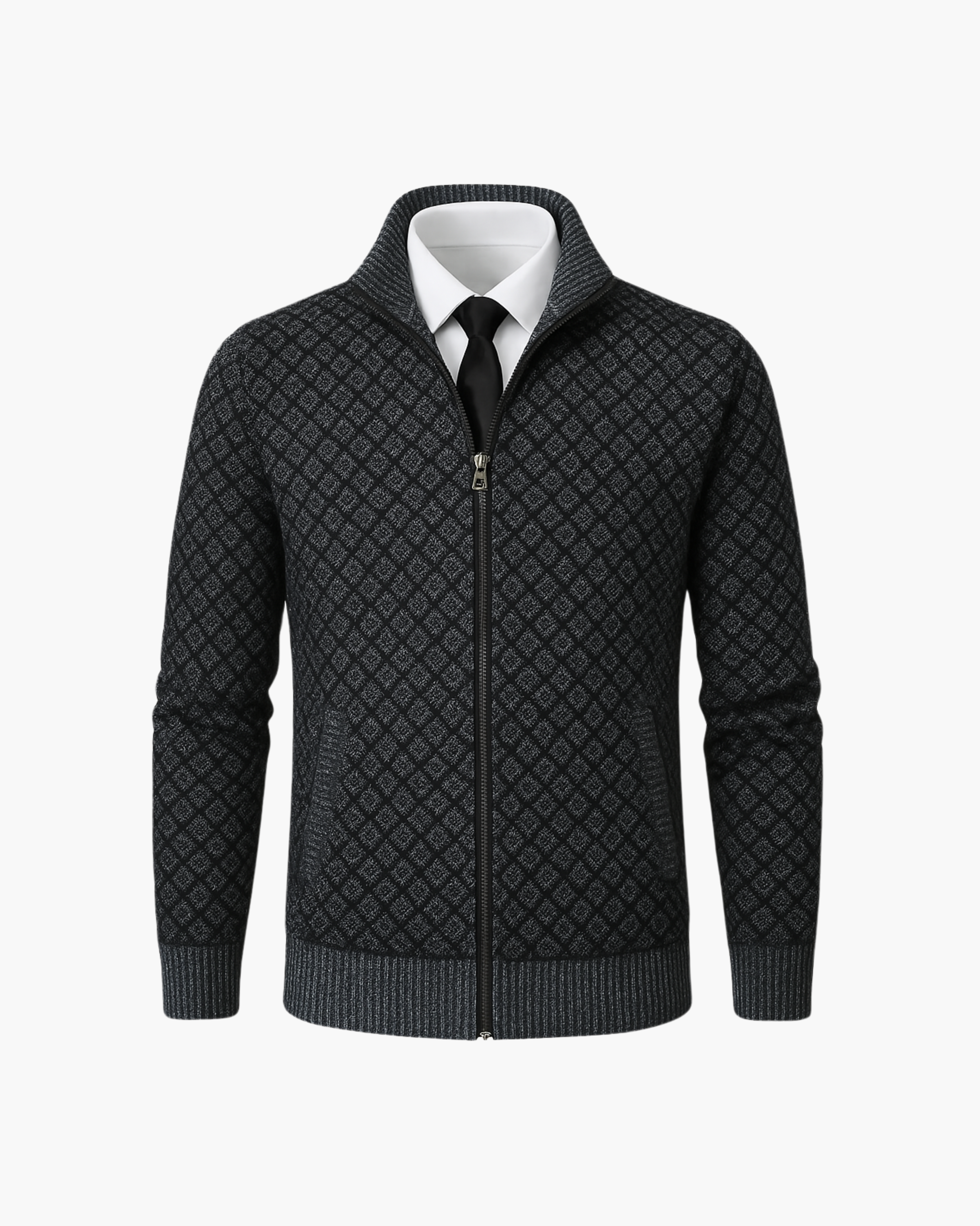 Jaqueta Jacquard com Zíper