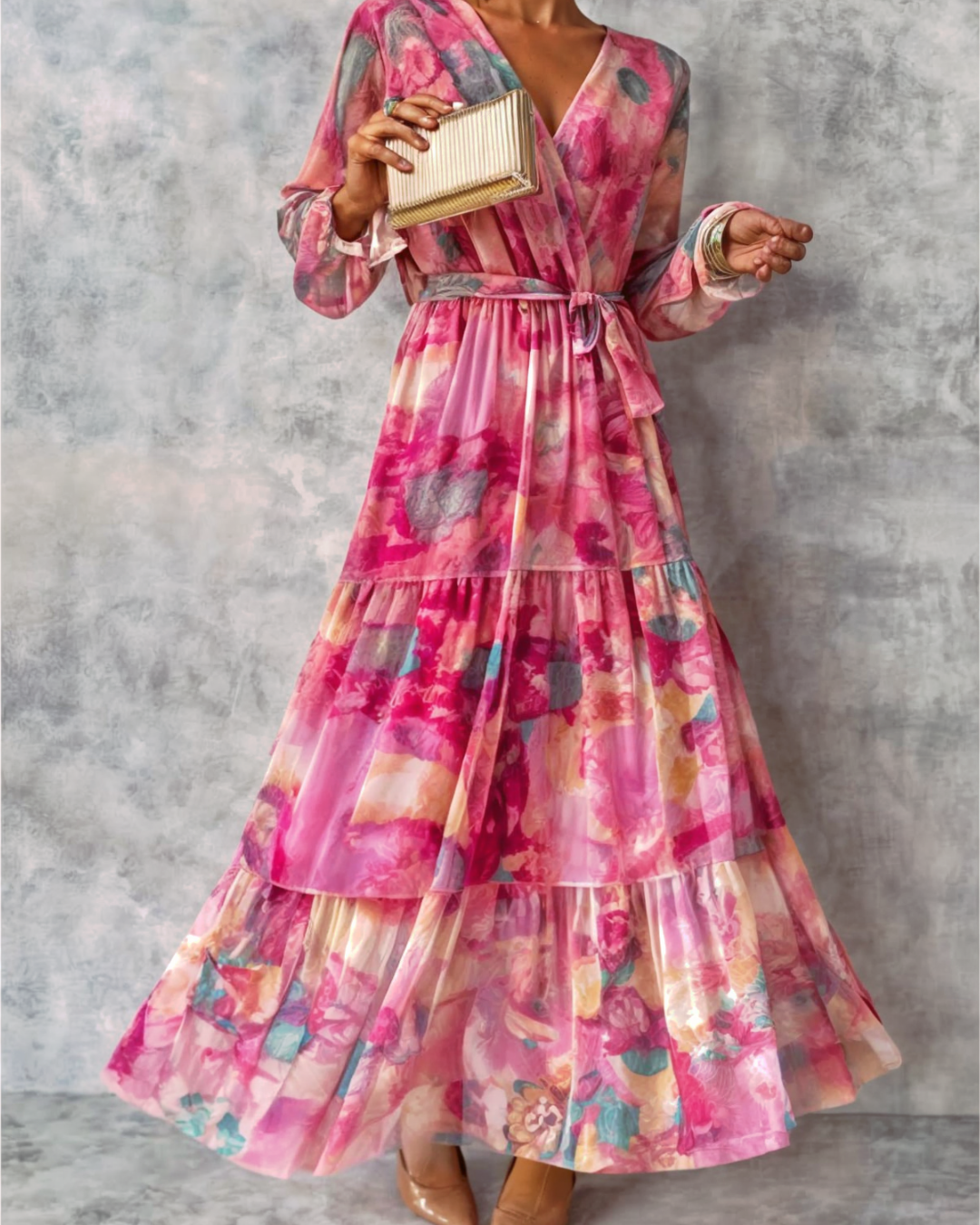 Vestido Midi em Mistura de Seda