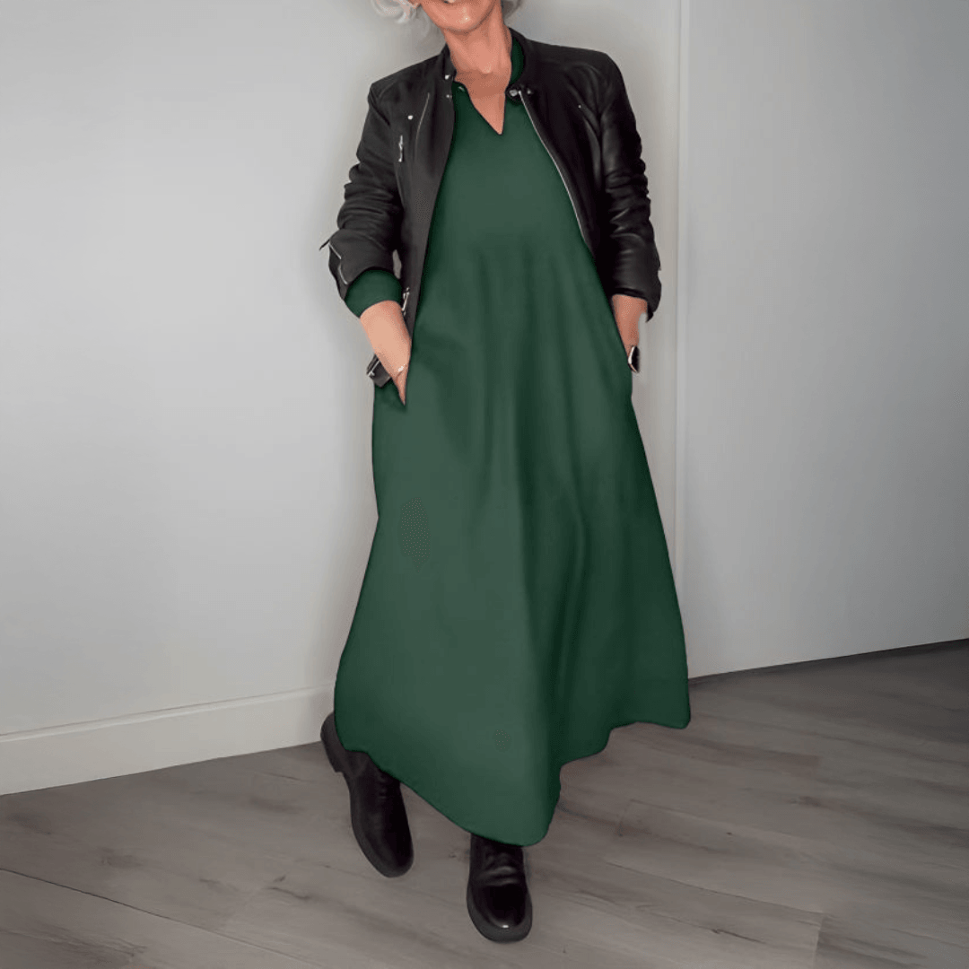 Amanda - Vestido Longo Slimming com Decote em V