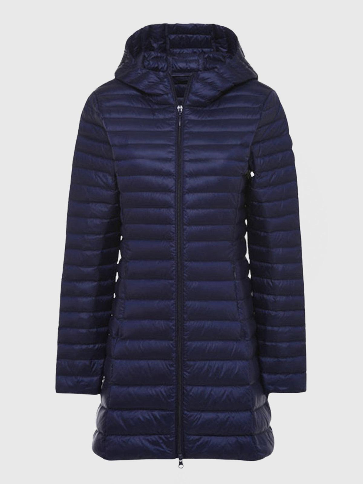Jaqueta Puffer Leve com Capuz Longo