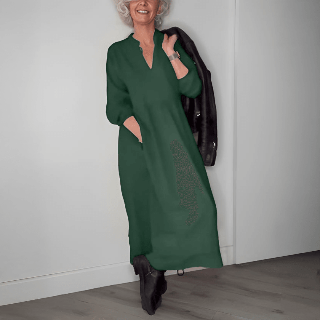 Amanda - Vestido Longo Slimming com Decote em V
