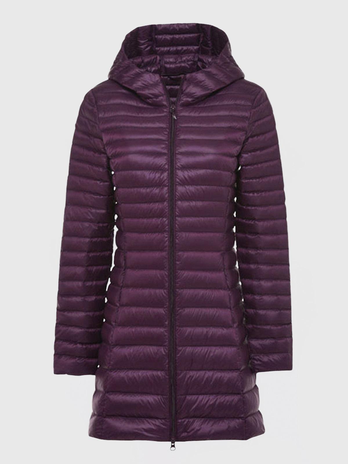 Jaqueta Puffer Leve com Capuz Longo