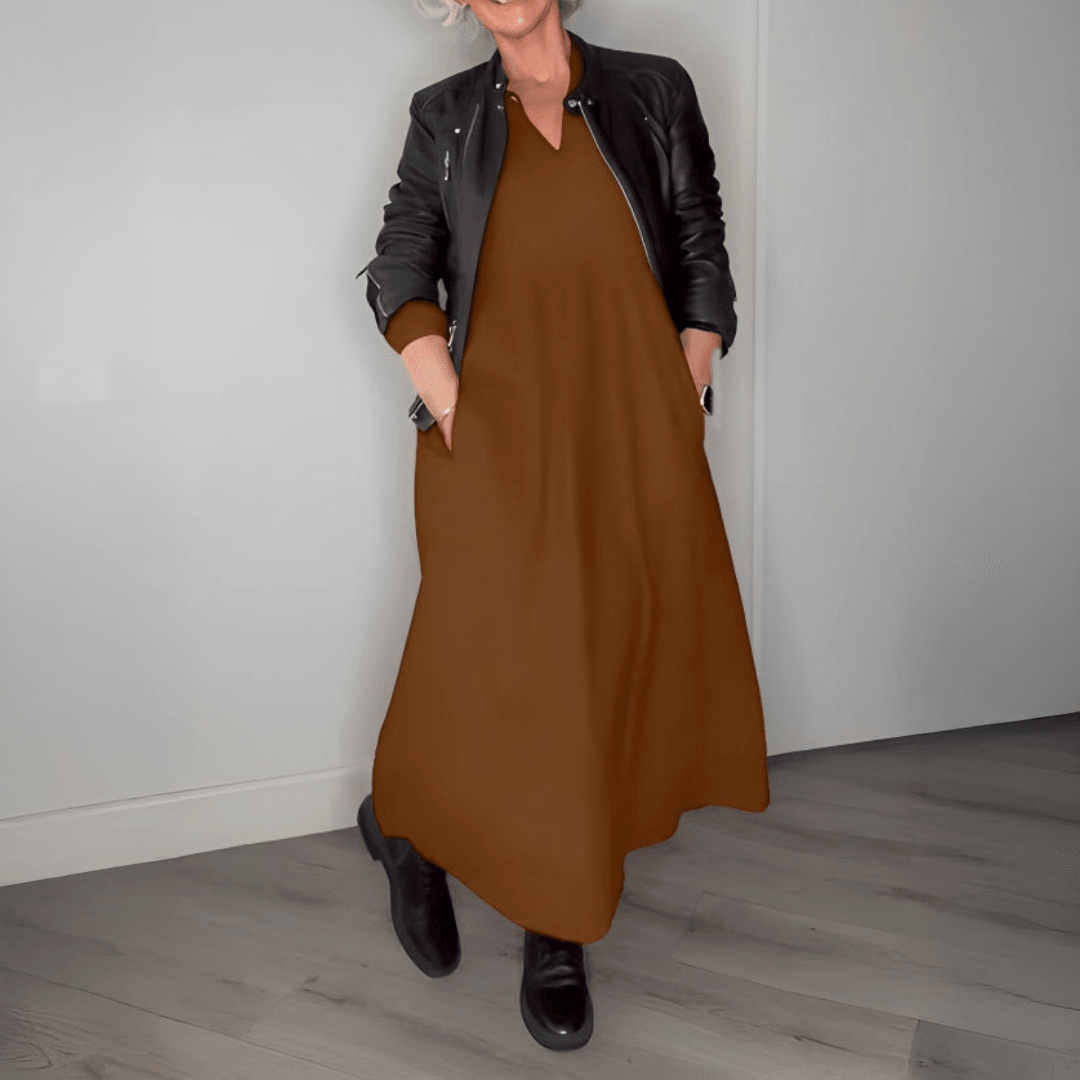 Amanda - Vestido Longo Slimming com Decote em V