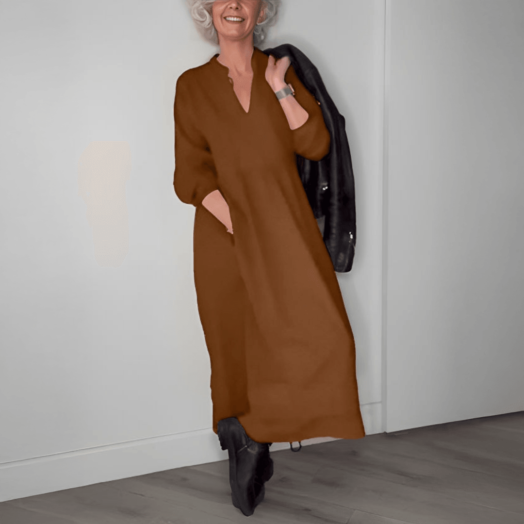 Amanda - Vestido Longo Slimming com Decote em V