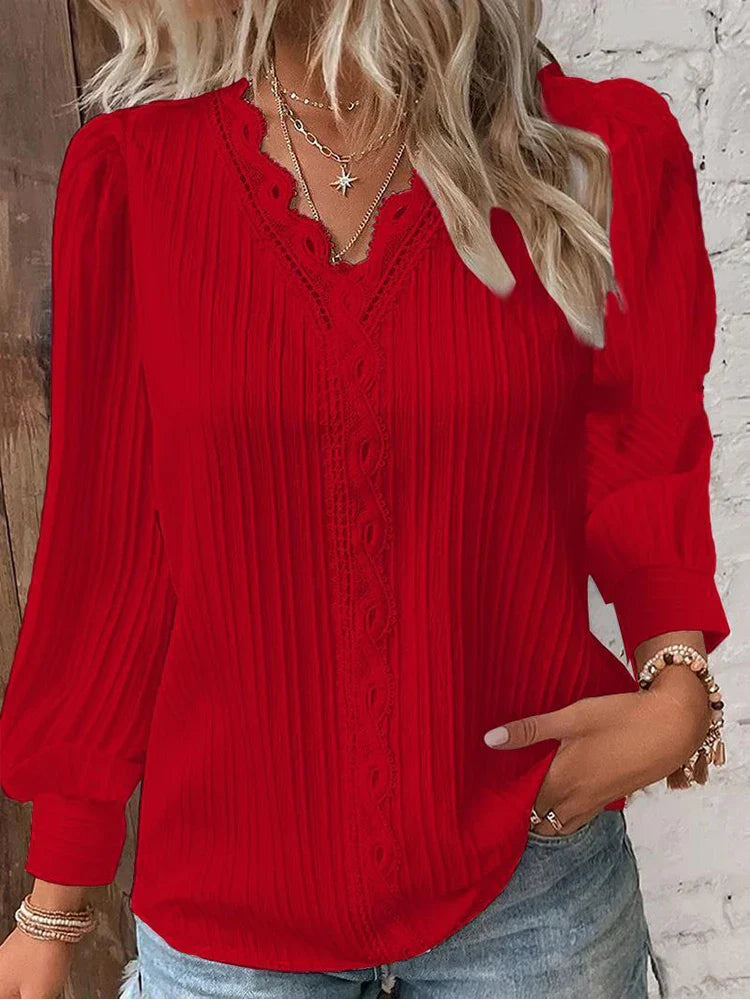 Emma | Blusa com Detalhes em Renda em Chiffon