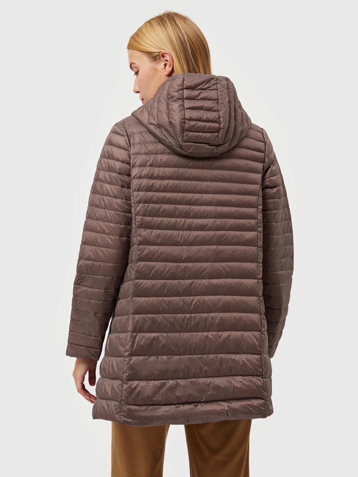 Jaqueta Puffer Leve com Capuz Longo
