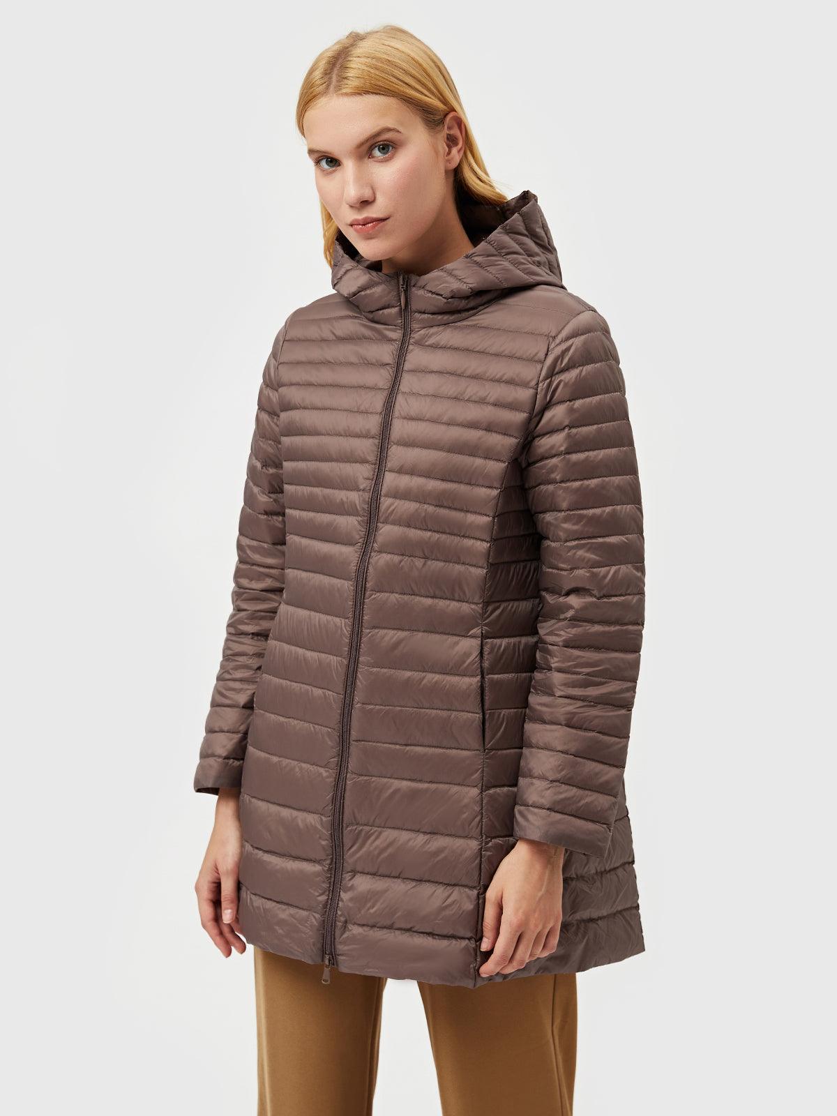 Jaqueta Puffer Leve com Capuz Longo