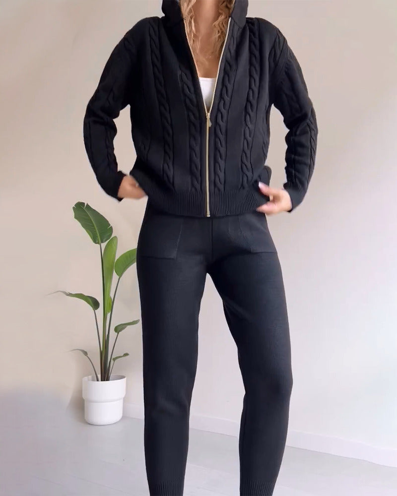 ANIA - Conjunto de duas peças descontraído em jacquard torcido