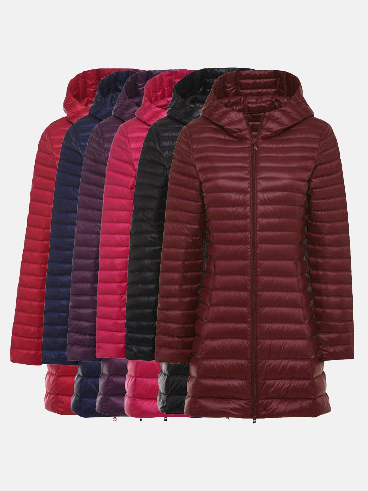 Jaqueta Puffer Leve com Capuz Longo