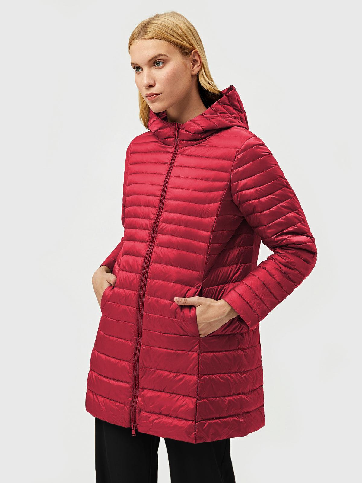 Jaqueta Puffer Leve com Capuz Longo