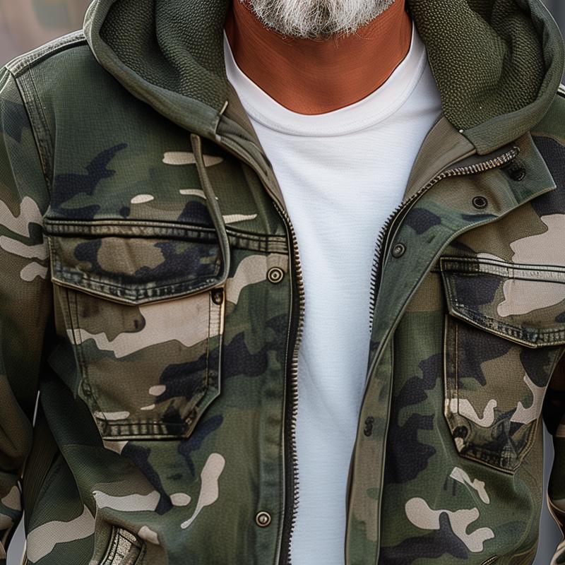 Fabian™ - Jaqueta Cargo Camuflada Masculina - Com Capuz e Design de Múltiplos Bolsos
