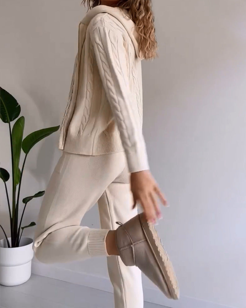 ANIA - Conjunto de duas peças descontraído em jacquard torcido
