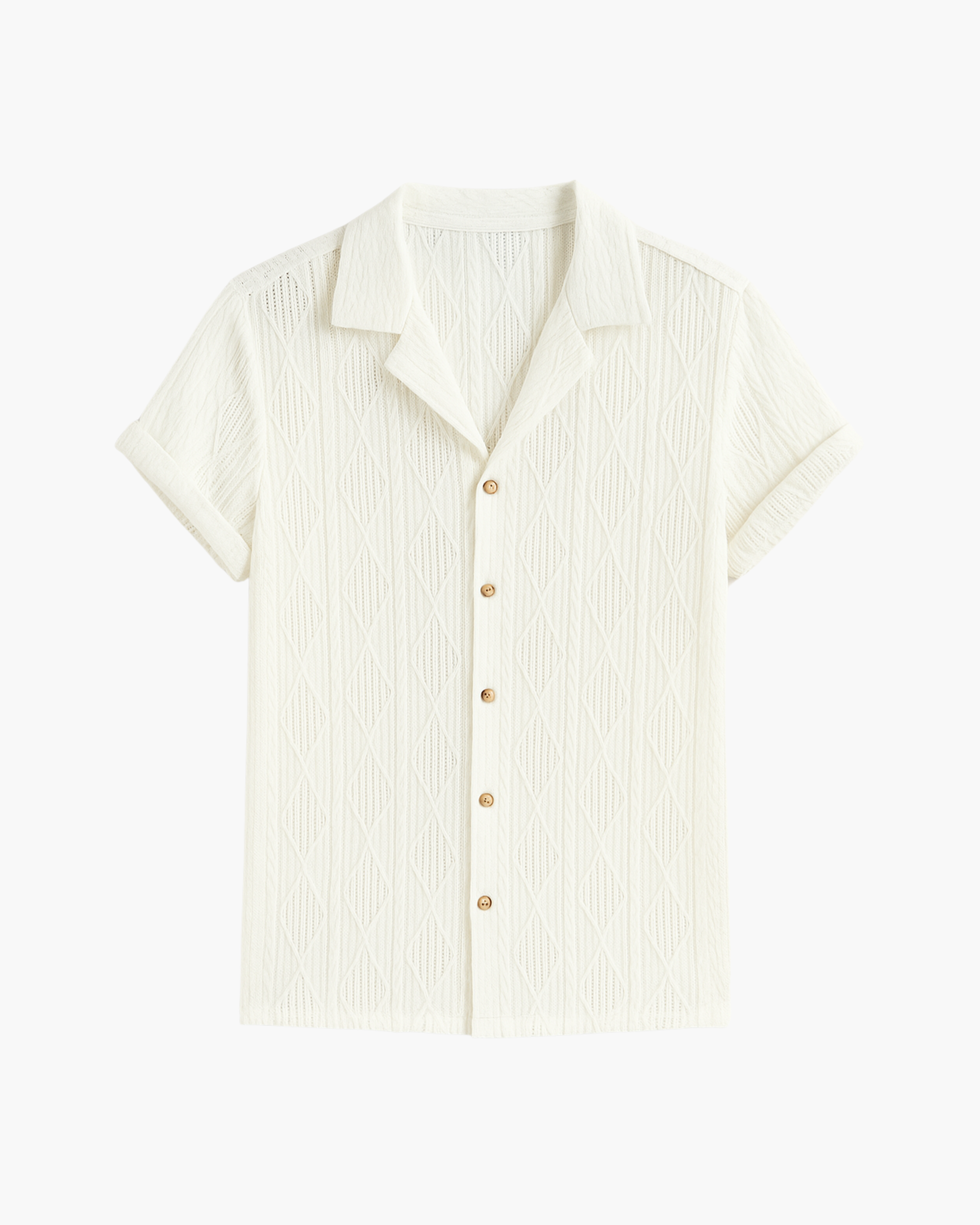 Camisa Cubana Jacquard Geométrico