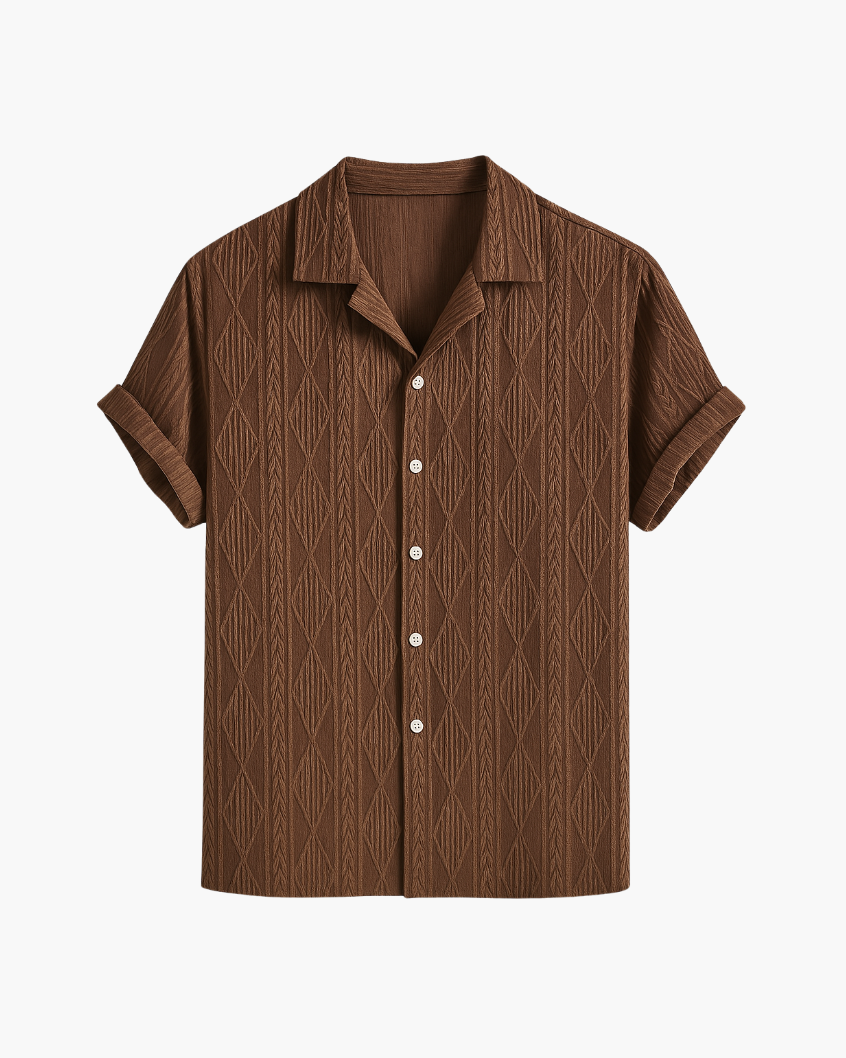 Camisa Cubana Jacquard Geométrico