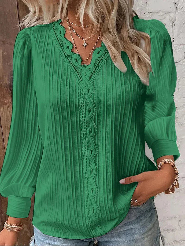 Emma | Blusa com Detalhes em Renda em Chiffon