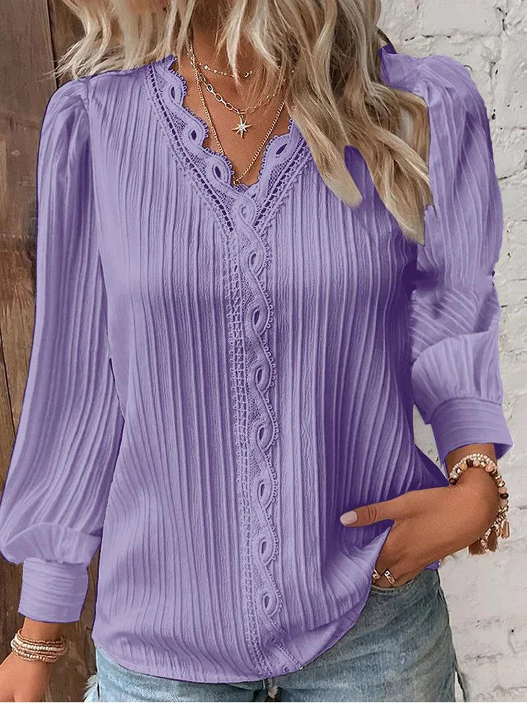 Emma | Blusa com Detalhes em Renda em Chiffon
