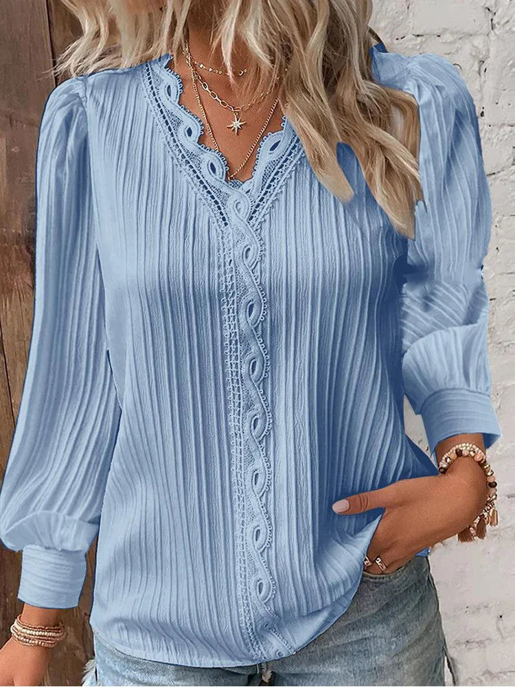 Emma | Blusa com Detalhes em Renda em Chiffon