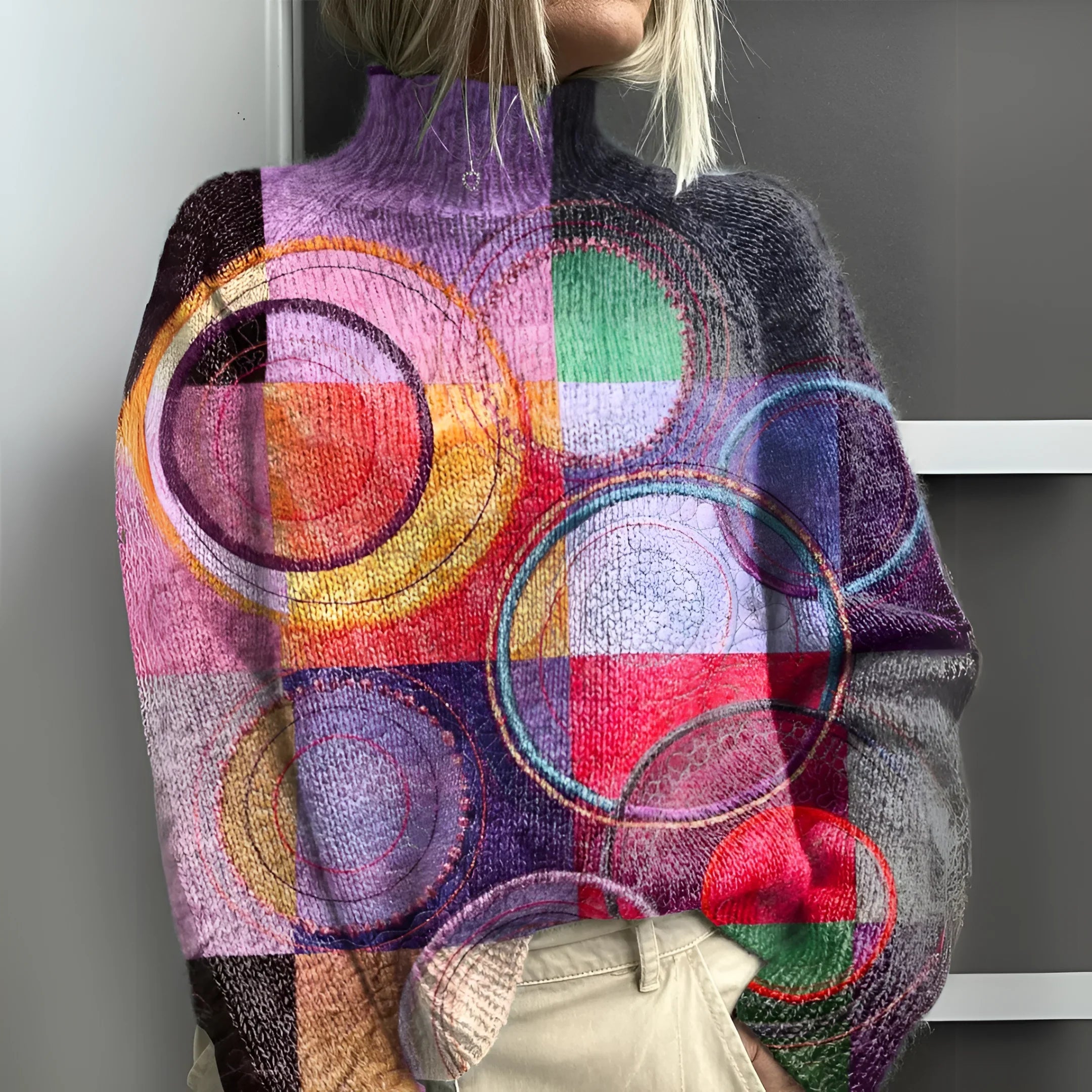 Jasmijn - Suéter de gola alta colorblock